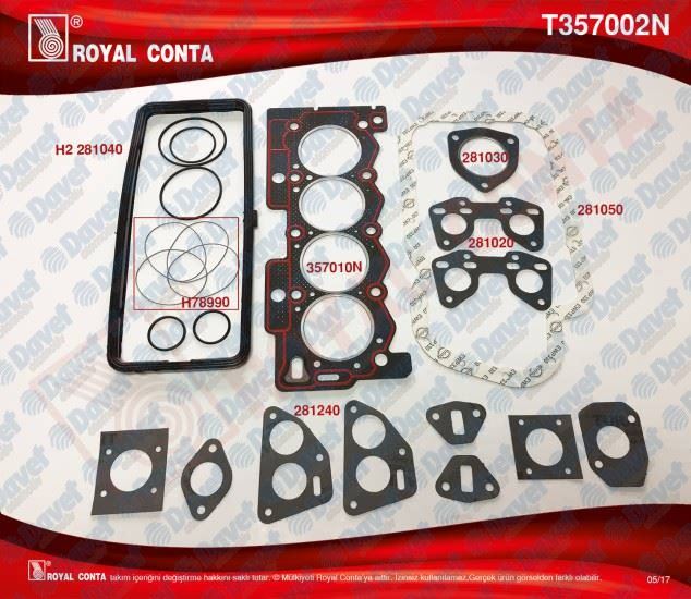ROYAL T357002N Motor Takim Contasi (Kecesiz) P106 P206 C3 Xsara Kfx-Kfv(Tu3jp)